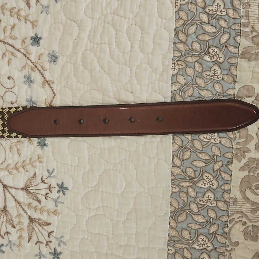 Vintage Genuine Leather Men's Belt With Cord Braids Size 34 - Picture 5 of 12